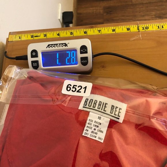 Vintage Robbie Bee Dress Womens 10 Red Linen Kaftan Midi Shirt Dress Button Up - Picture 10 of 10